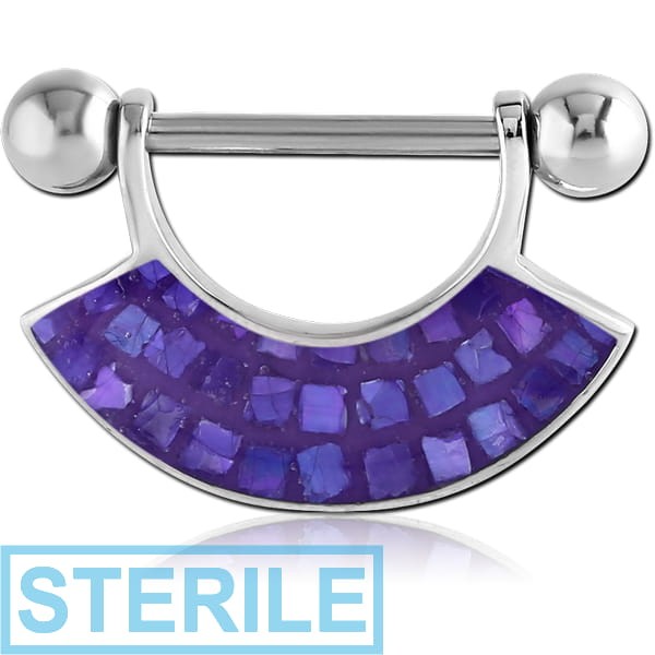 STERILE SURGICAL STEEL SYNTHETIC MOTHER OF PEARL MOSAIC NIPPLE SHIELD - FAN