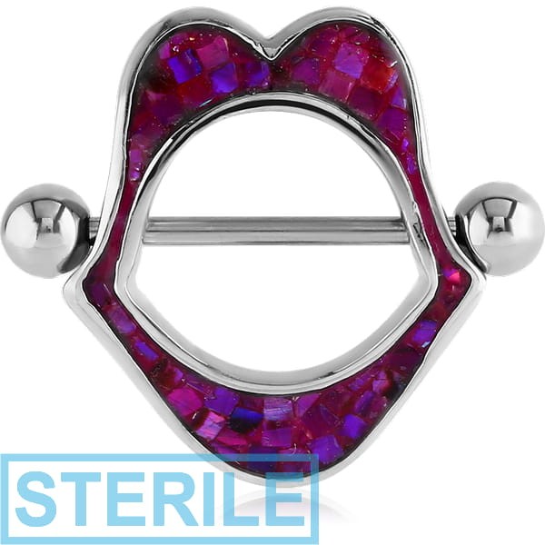 STERILE SURGICAL STEEL SYNTHETIC MOTHER OF PEARL MOSAIC NIPPLE SHIELD - MOUTH