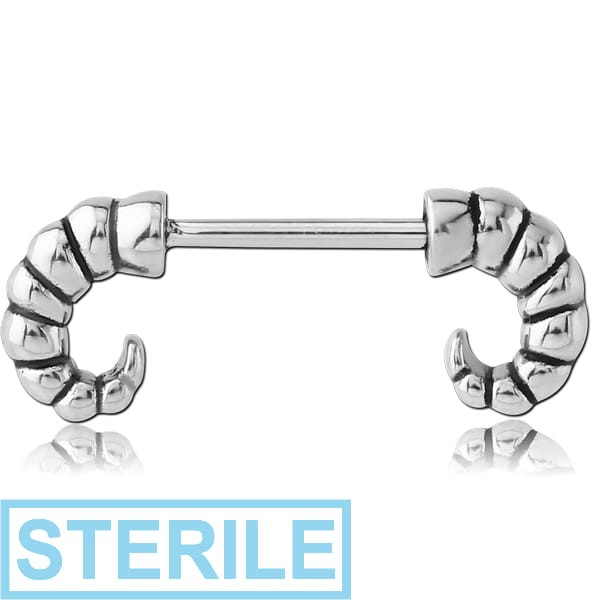 STERILE SURGICAL STEEL NIPPLE SHIELD BAR - GOAT HORNS