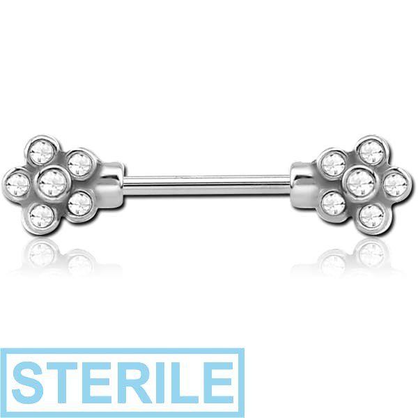 STERILE SURGICAL STEEL JEWELLED NIPPLE BAR