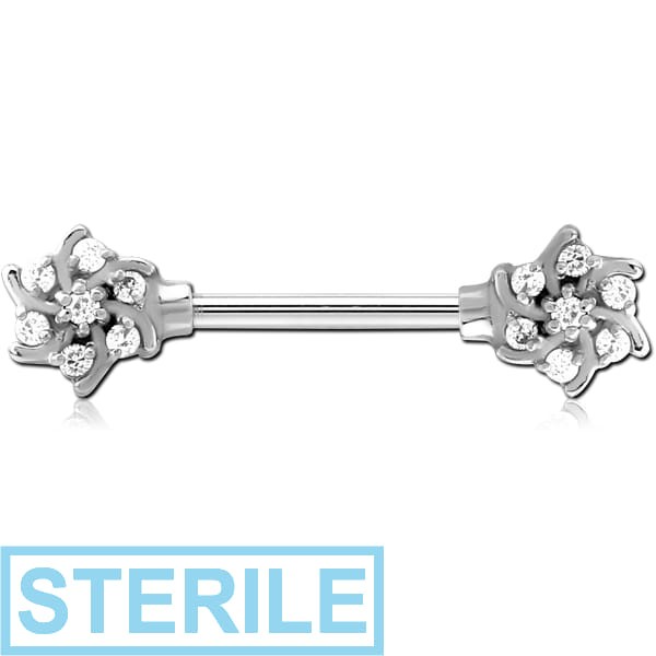 STERILE SURGICAL STEEL JEWELLED NIPPLE BAR