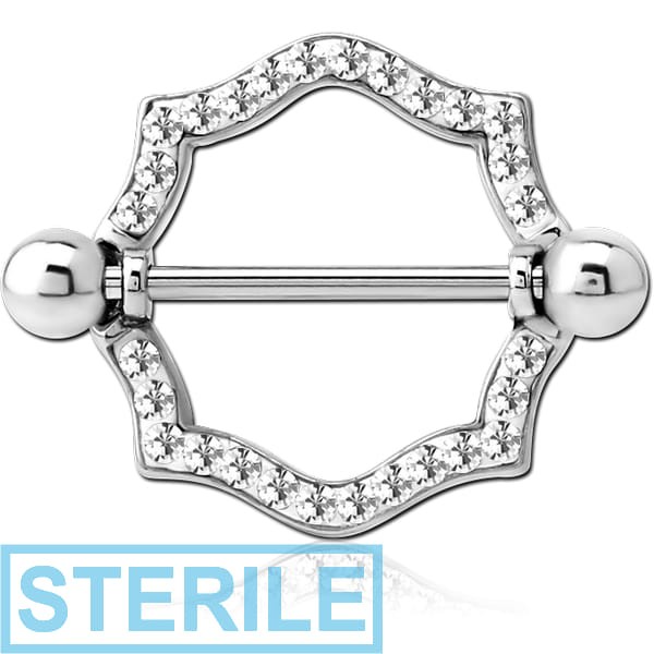 STERILE SURGICAL STEEL CRYSTALINE JEWELLED NIPPLE SHIELD