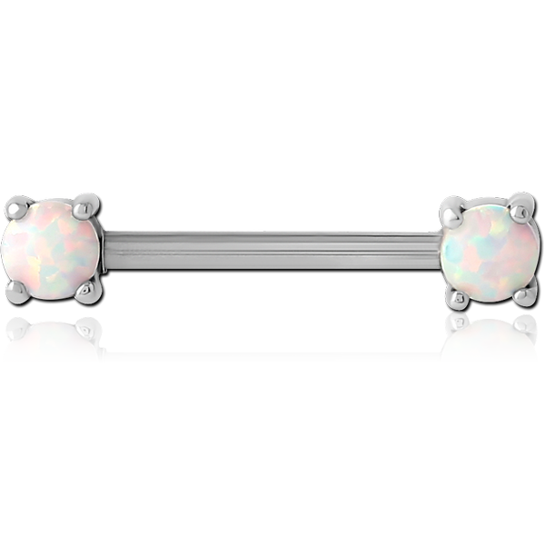 SURGICAL STEEL EXTERNAL THREADED SYNTHETIC OPAL NIPPLE BAR