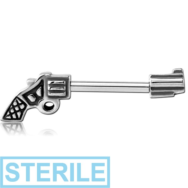 STERILE SURGICAL STEEL NIPPLE BAR - GUN