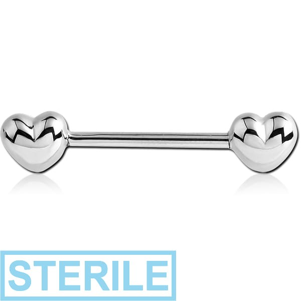 STERILE SURGICAL STEEL NIPPLE BAR - HEART