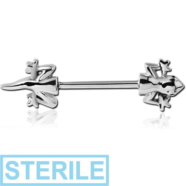 STERILE SURGICAL STEEL NIPPLE BAR - LIZARD