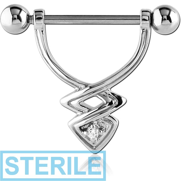 STERILE SURGICAL STEEL JEWELLED NIPPLE SHIELD - TWIST DOWNWARDS