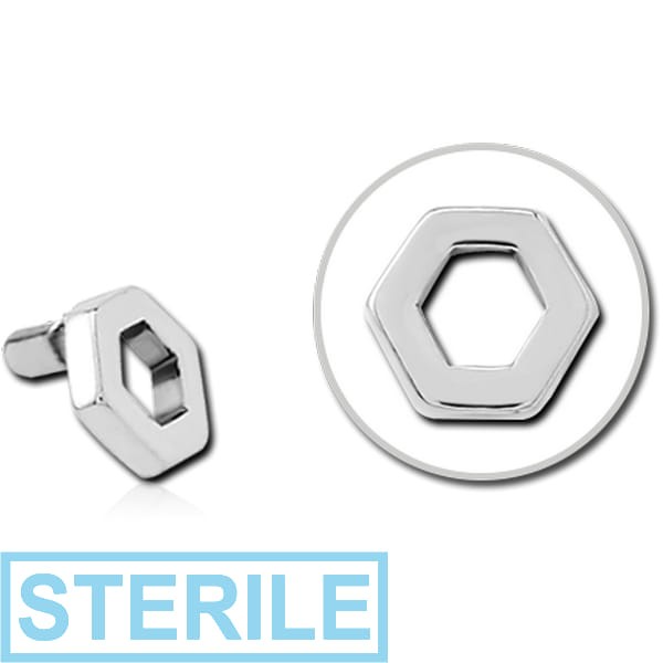 STERILE SURGICAL STEEL PUSH FIT ATTACHMENT FOR BIOFLEX INTERNAL LABRET - HEXAGON