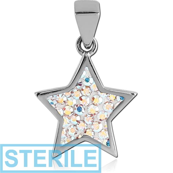 STERILE SURGICAL STEEL CRYSTALINE JEWELLED PENDANT