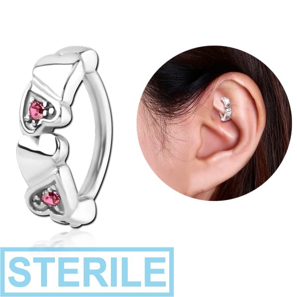 STERILE SURGICAL STEEL JEWELLED ROOK CLICKER - HEART