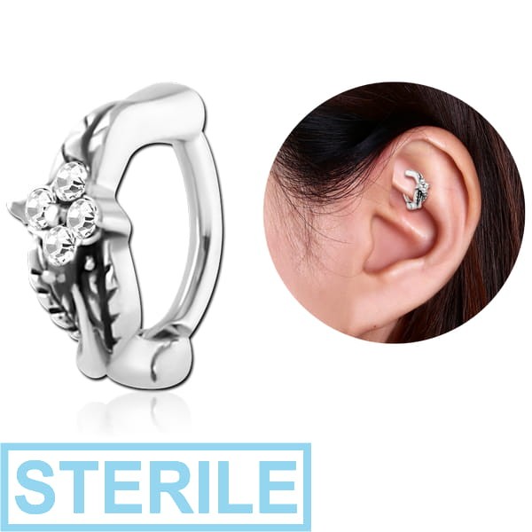 STERILE SURGICAL STEEL JEWELLED ROOK CLICKER - LEAF