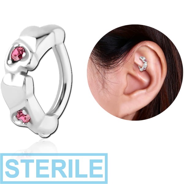 STERILE SURGICAL STEEL JEWELLED ROOK CLICKER - HEART