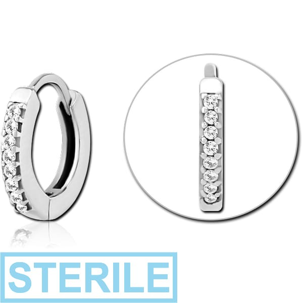 STERILE SURGICAL STEEL JEWELLED MULTI PURPOSE HUGGIE PIERCING