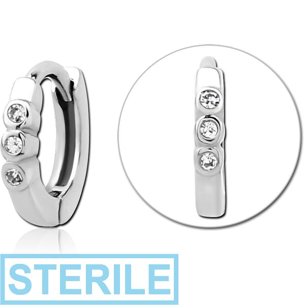 STERILE SURGICAL STEEL JEWELLED MULTI PURPOSE HUGGIE PIERCING