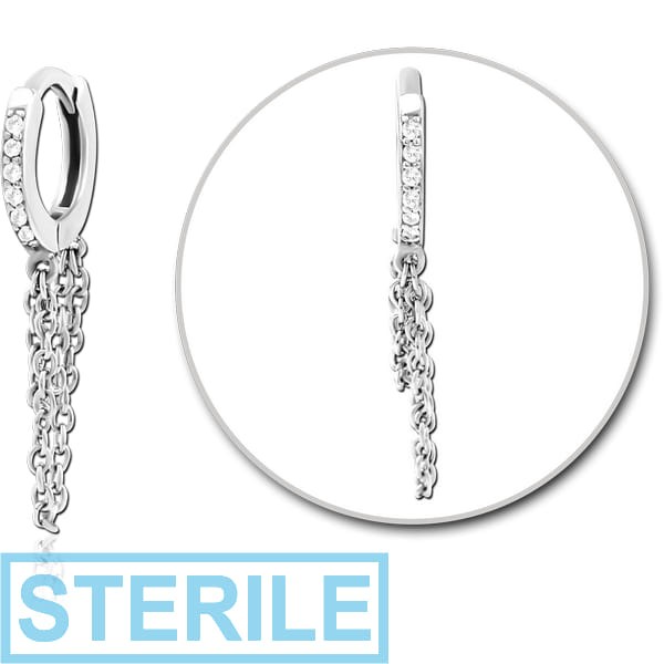 STERILE SURGICAL STEEL JEWELLED MULTI PURPOSE HUGGIE PIERCING