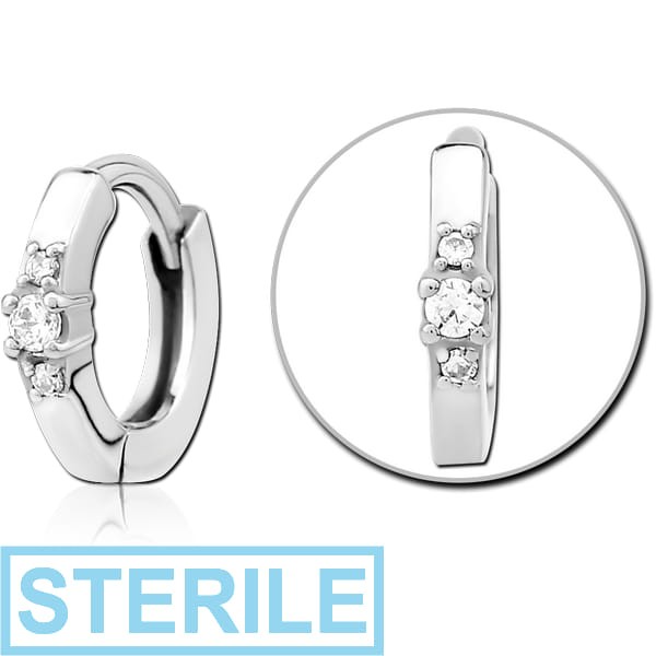 STERILE SURGICAL STEEL JEWELLED MULTI PURPOSE HUGGIE PIERCING