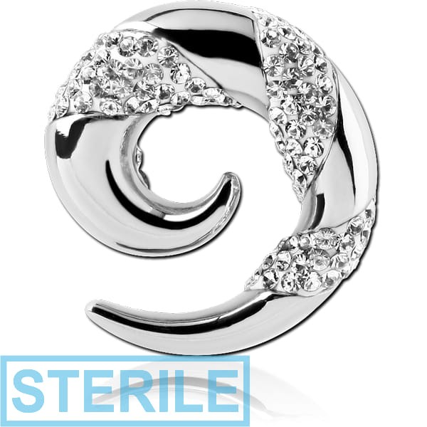 STERILE SURGICAL STEEL CRYSTALINE JEWELLED EAR SPIRAL