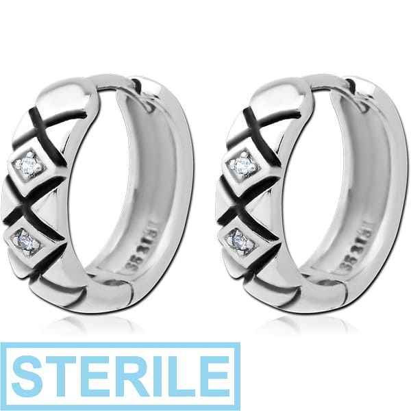 STERILE SURGICAL STEEL JEWELLED HUGGIES PAIR