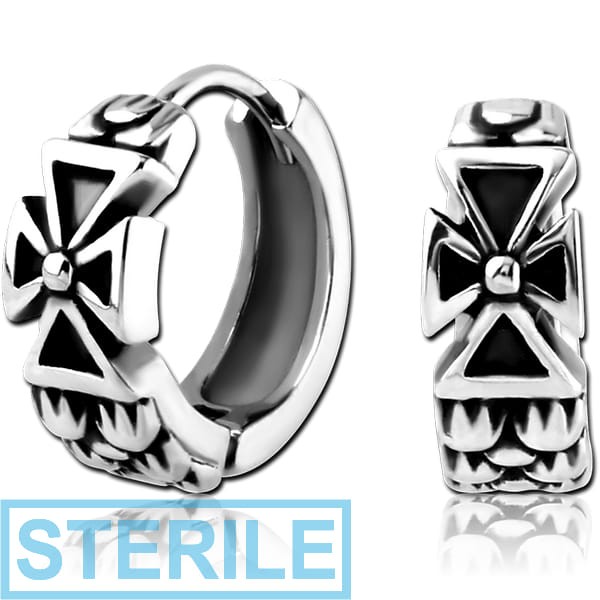 STERILE SURGICAL STEEL HUGGIES PAIR - IRON CROSS