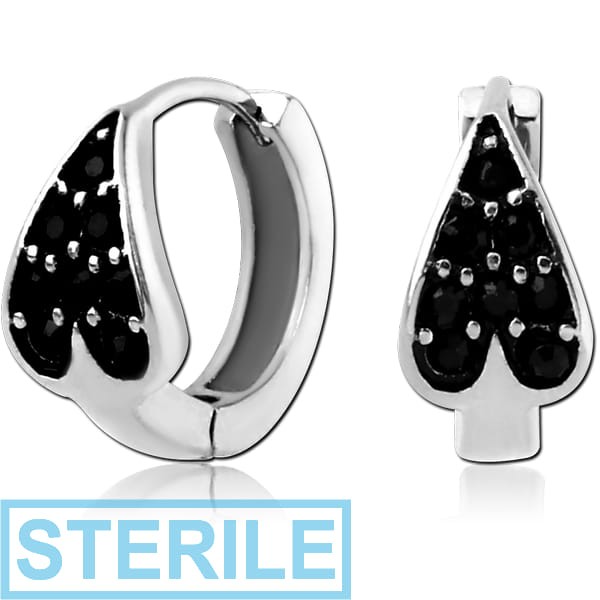STERILE SURGICAL STEEL JEWELLED HUGGIES PAIR - CORDATE