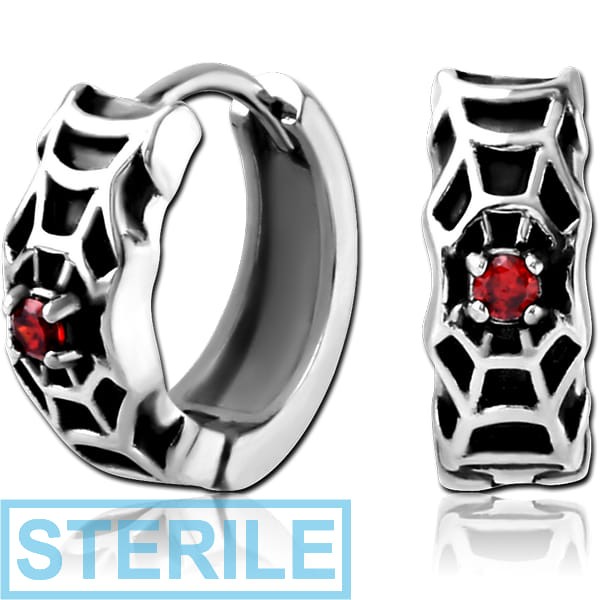 STERILE SURGICAL STEEL JEWELLED HUGGIES PAIR - COBWEB