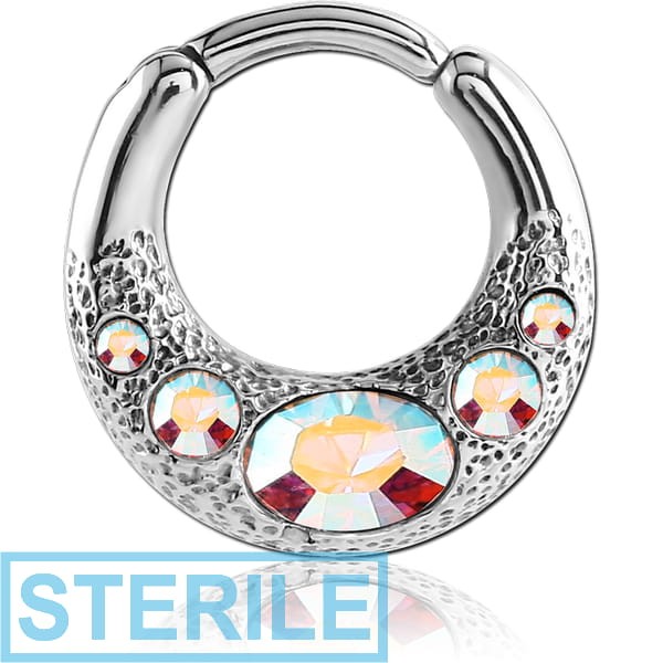STERILE SURGICAL STEEL JEWELLED HINGED SEPTUM CLICKER
