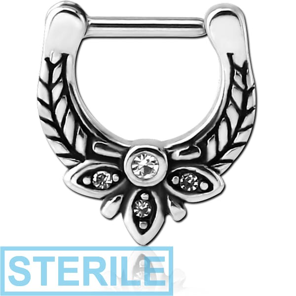 STERILE SURGICAL STEEL JEWELLED HINGED SEPTUM CLICKER - FILIGREE