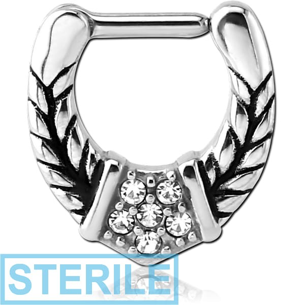 STERILE SURGICAL STEEL JEWELLED HINGED SEPTUM CLICKER - FILIGREE
