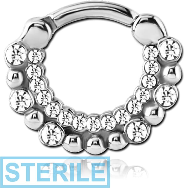 STERILE SURGICAL STEEL JEWELLED HINGED SEPTUM CLICKER - FILIGREE
