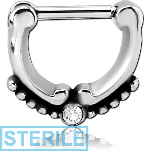 STERILE SURGICAL STEEL ROUND JEWELLED HINGED SEPTUM CLICKER