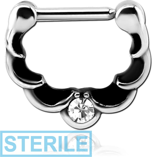 STERILE SURGICAL STEEL ROUND JEWELLED HINGED SEPTUM CLICKER