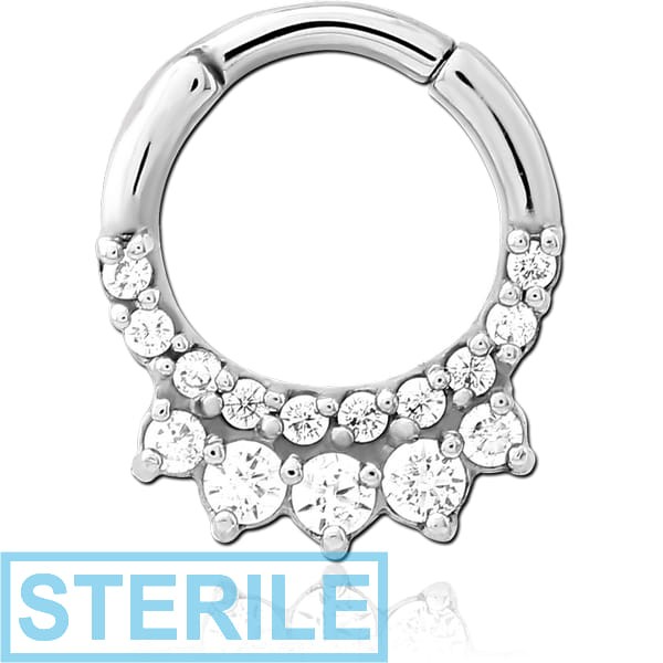 STERILE SURGICAL STEEL JEWELLED HINGED SEPTUM CLICKER RING