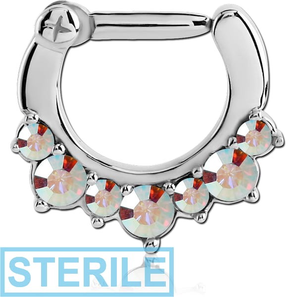 STERILE SURGICAL STEEL ROUND VALUE JEWELLED HINGED SEPTUM CLICKER