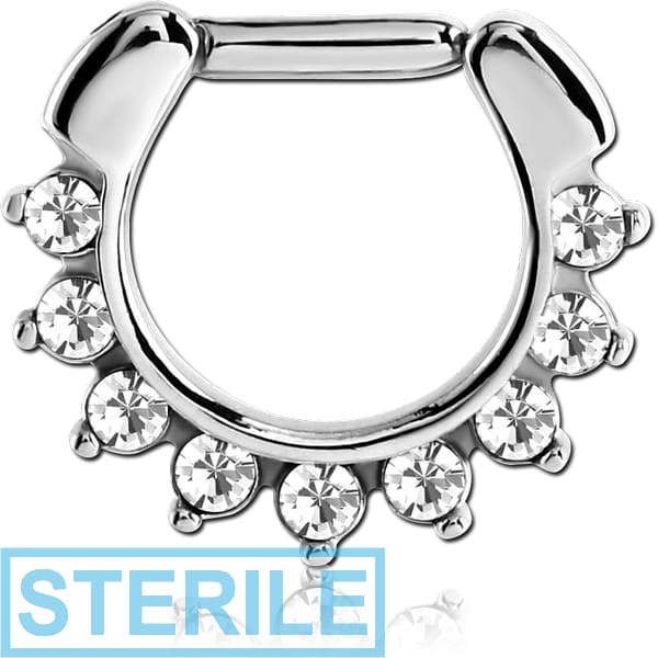 STERILE SURGICAL STEEL ROUND JEWELLED HINGED SEPTUM CLICKER