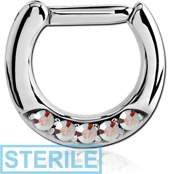 STERILE SURGICAL STEEL ROUND JEWELLED HINGED SEPTUM CLICKER