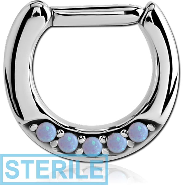 STERILE SURGICAL STEEL ROUND SYNTHETIC OPAL HINGED SEPTUM CLICKER