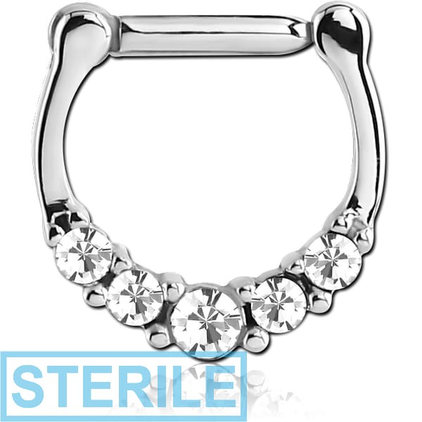 STERILE SURGICAL STEEL ROUND VALUE JEWELLED HINGED SEPTUM CLICKER