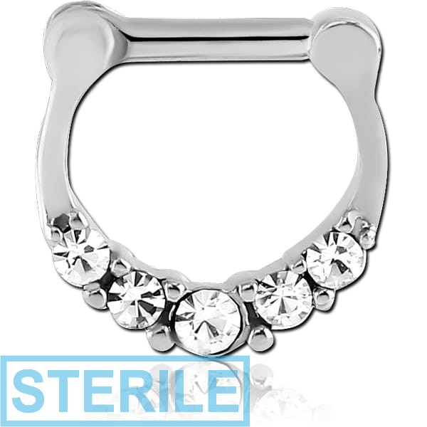 STERILE SURGICAL STEEL ROUND JEWELLED HINGED SEPTUM CLICKER