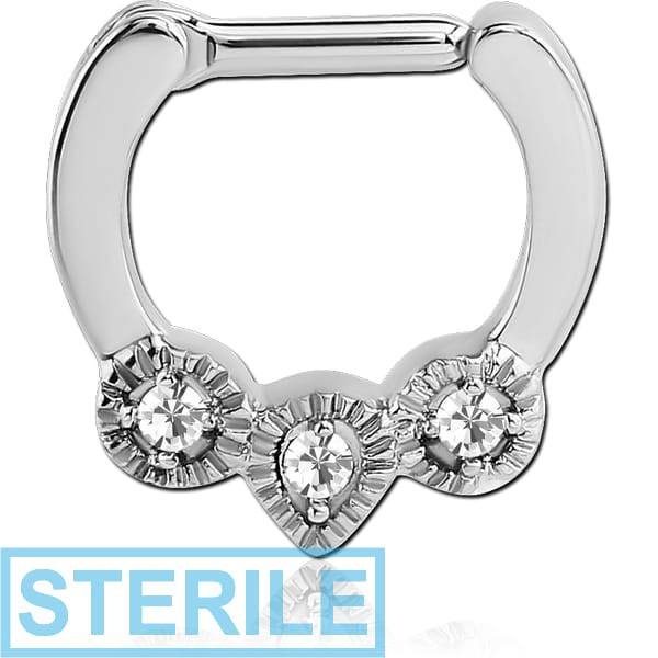 STERILE SURGICAL STEEL ROUND JEWELLED HINGED SEPTUM CLICKER