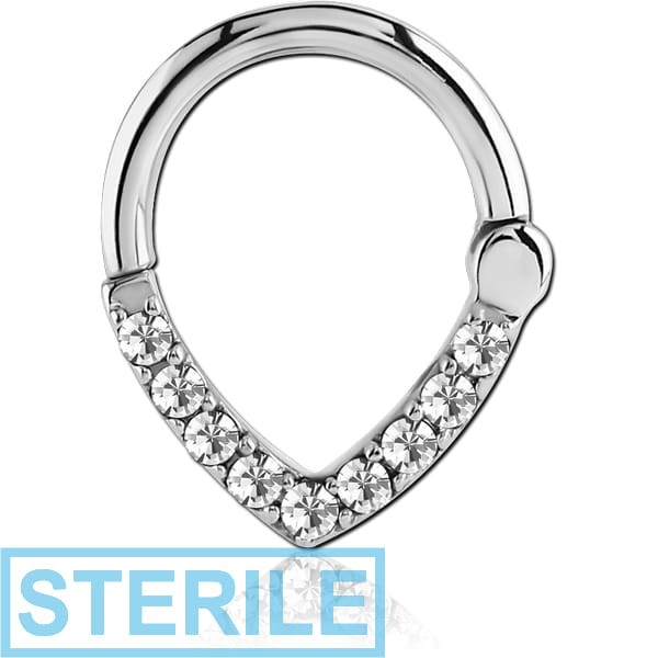 STERILE SURGICAL STEEL ROUND JEWELLED HINGED SEPTUM CLICKER