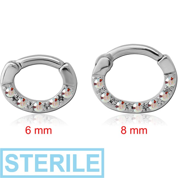 STERILE SURGICAL STEEL ROUND JEWELLED HINGED SEPTUM CLICKER