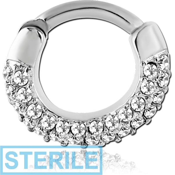 STERILE SURGICAL STEEL ROUND JEWELLED HINGED SEPTUM CLICKER
