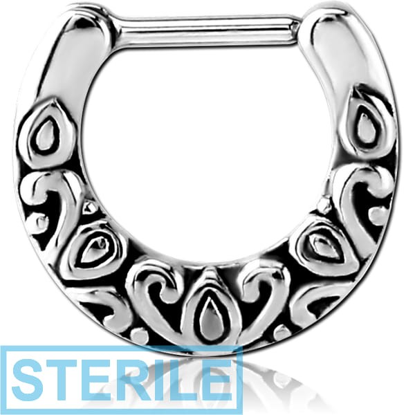 STERILE SURGICAL STEEL HINGED SEPTUM CLICKER - FILIGREE