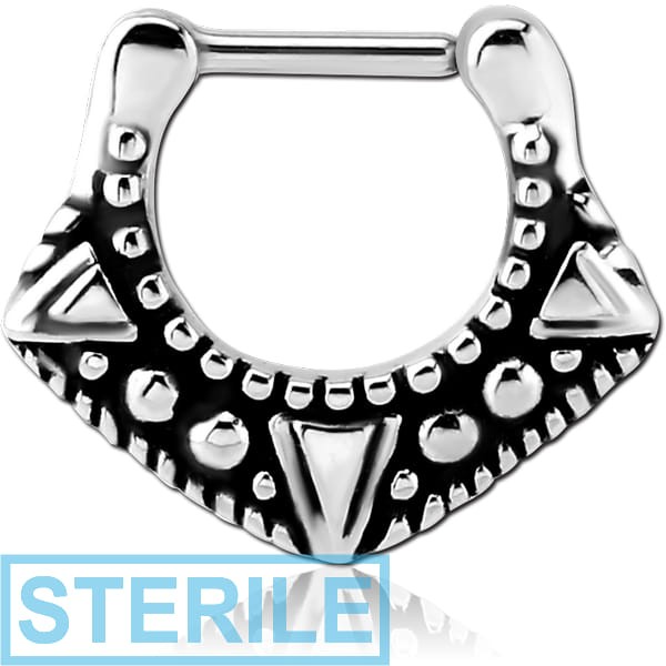 STERILE SURGICAL STEEL HINGED SEPTUM CLICKER - FILIGREE