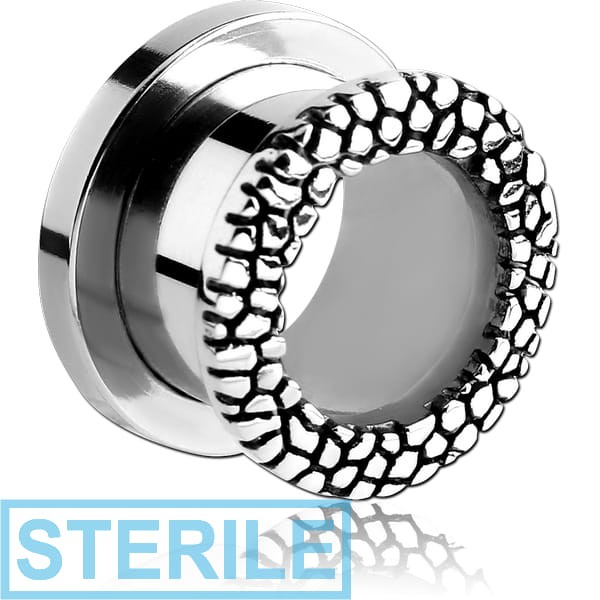 STERILE STAINLESS STEEL THREADED TUNNEL WITH SURGICAL STEEL TOP - SKIN