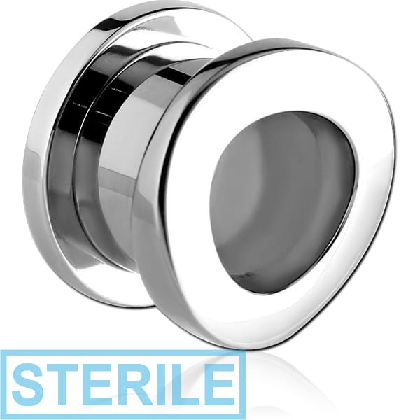 STERILE STAINLESS STEEL THREADED TUNNEL WITH SURGICAL STEEL TOP - CONCAVE