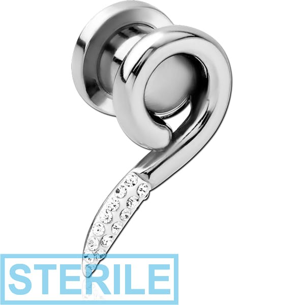 STERILE STAINLESS STEEL THREADED TUNNEL WITH SURGICAL STEEL TOP WITH CRYSTALINE