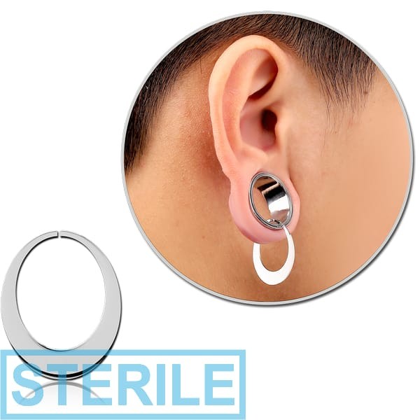 STERILE SURGICAL STEEL HOOP EARRING FOR TUNNEL - ELIPTIC