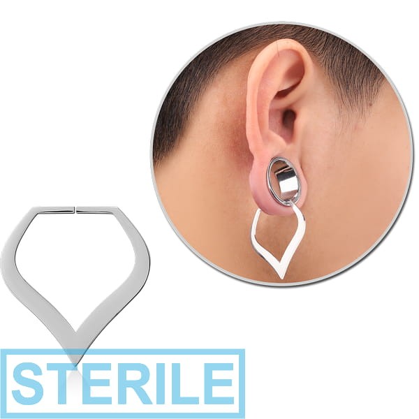 STERILE SURGICAL STEEL HOOP EARRING FOR TUNNEL - SPADE