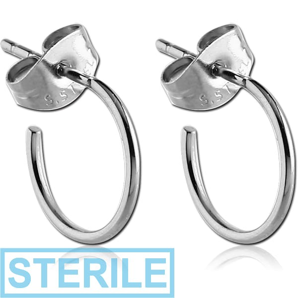 STERILE SURGICAL STEEL EAR STUDS PAIR - HOOP
